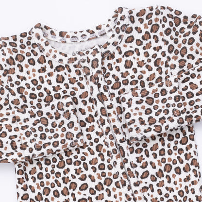 Leopard 2 Way Zipper Footie
