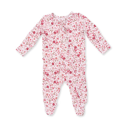 Serene Floral Ruffle Back Footie
