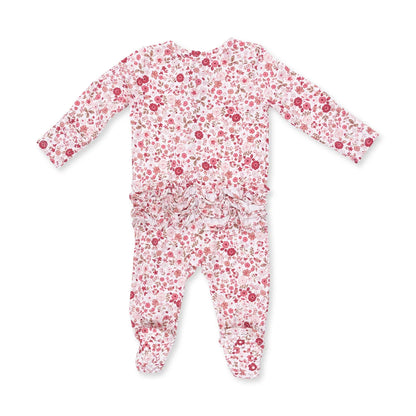 Serene Floral Ruffle Back Footie
