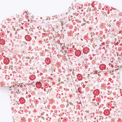 Serene Floral Ruffle Back Footie