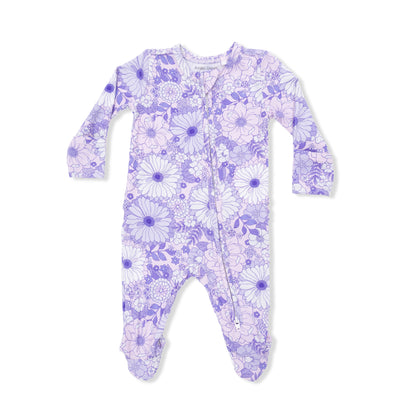 Lavender Floral 2 Way Ruffle Back Footie