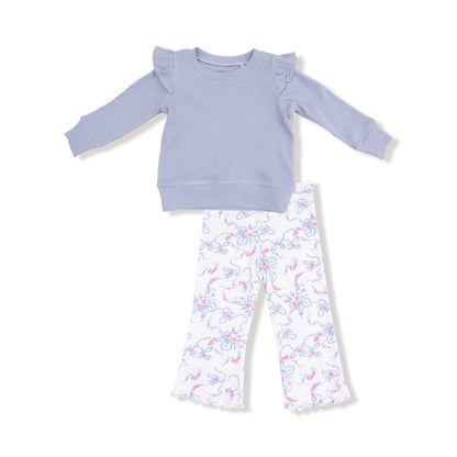 Ribbon Floral Fling Waffle Shirt & Flare Pant