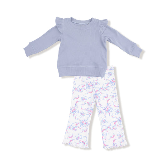 Ribbon Floral Fling Waffle Shirt & Flare Pant