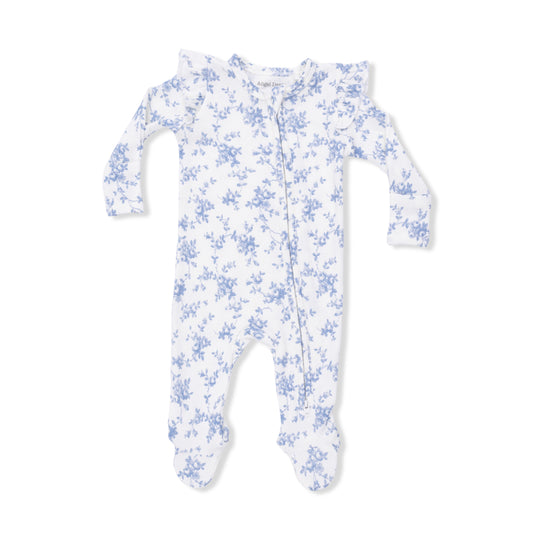 Baby Blue Vines 2 Way Zipper Footie