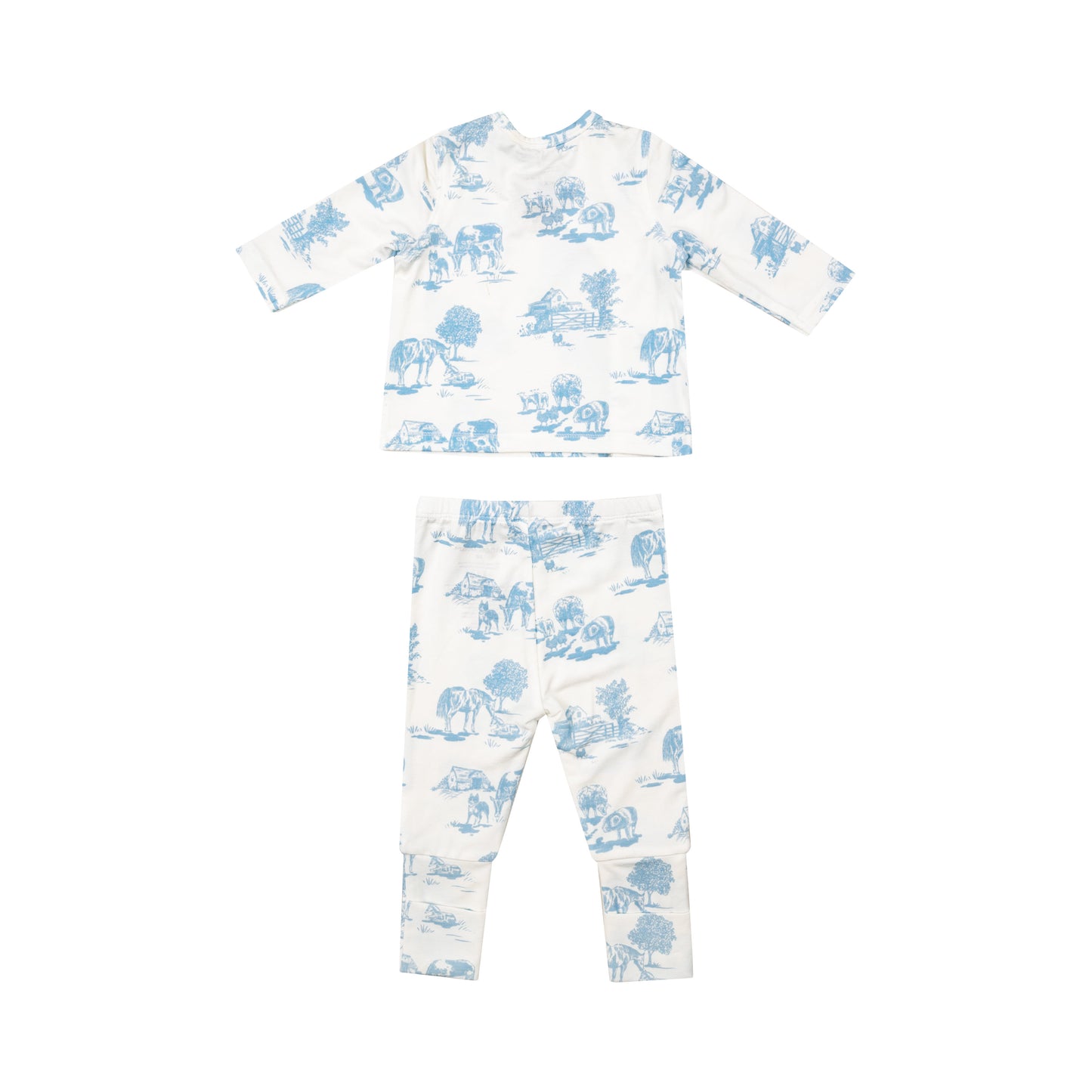 Farm Toile Pink NB Set With Roll Over Cuff Pant