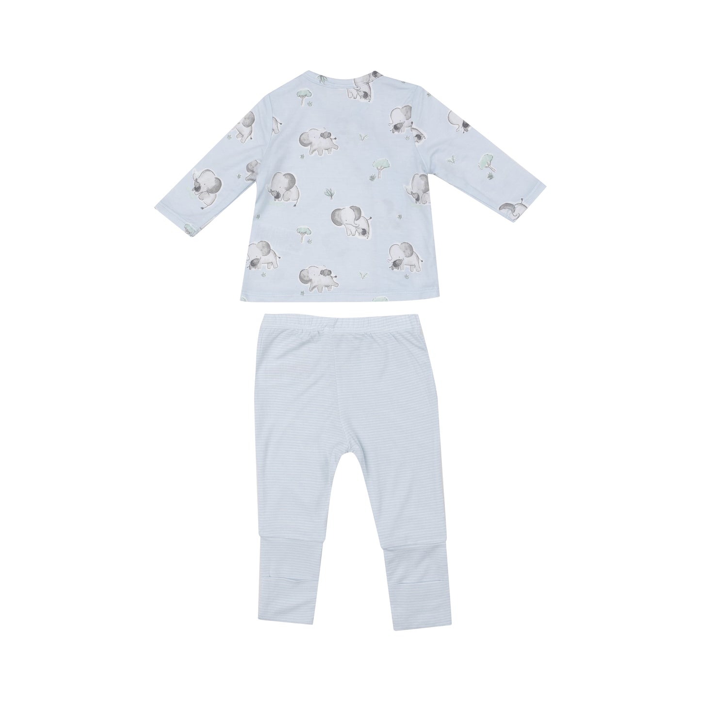 Gray Elephants NB Set With Roll Over Cuff Pant