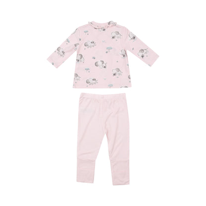 Gray Elephants NB Set With Roll Over Cuff Pant