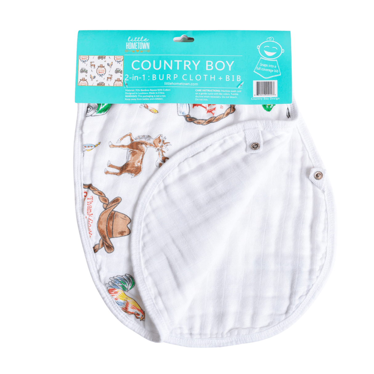 Country Boy Burp Cloth and Bib