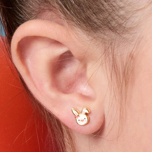Bouncy Bunny Cutie Enamel Studs