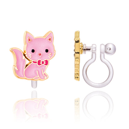 Pink Kitty Cutie Clip-On Earrings