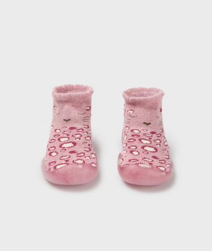Kitty Cheetah Print Rubber Soft Sole Socks Prints