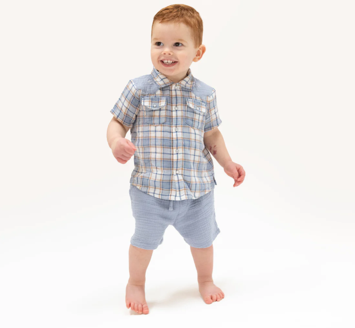 Infant Boy Western Boot Plaid Set