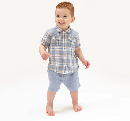 Infant Boy Western Boot Plaid Set