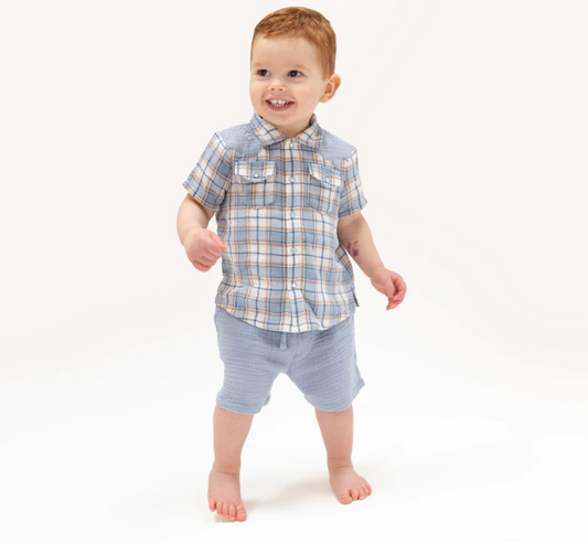 Infant Boy Western Boot Plaid Set