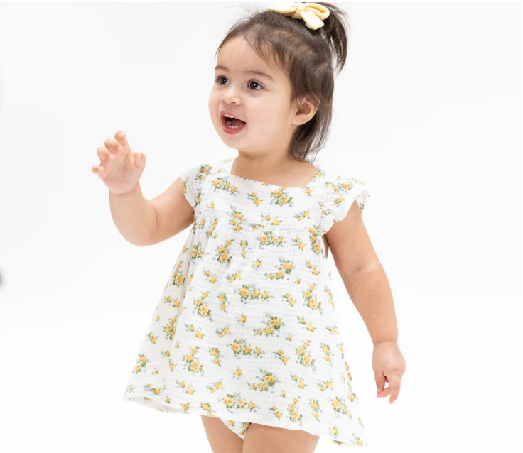 Sunshine Roses Pinafore Dress w/Bloomers