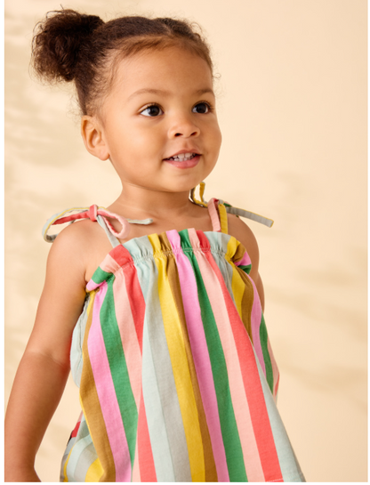 Infant Girl Tie Shoulder Striped Set