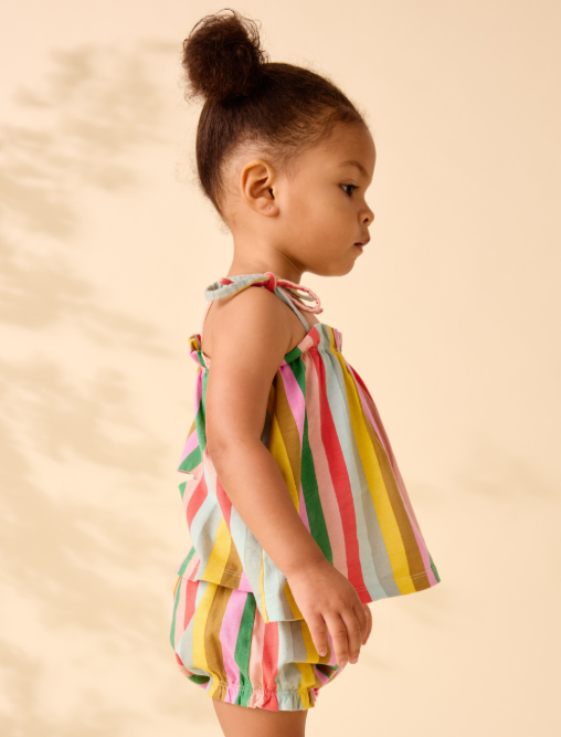 Infant Girl Tie Shoulder Striped Set