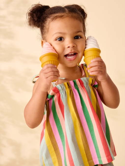 Infant Girl Tie Shoulder Striped Set
