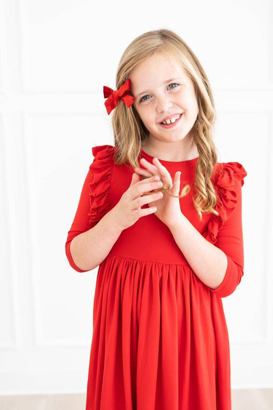 Girl's Red Twirl Ruffle Dress