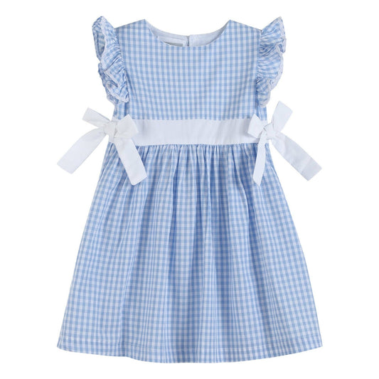 Light Blue Gingham Ruffle Dress