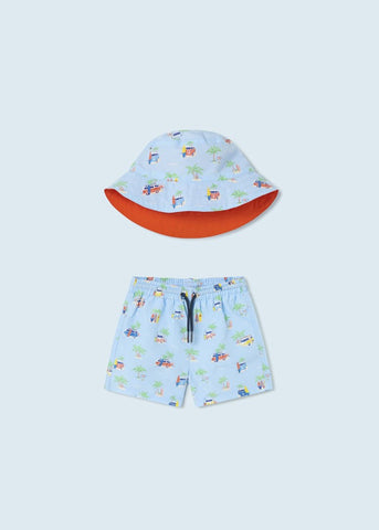 vintage 2-piece swim trunks w/ hat