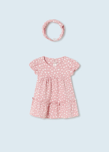 Pink heart dress w/ headband