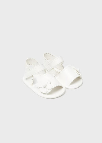White Floral Velcro Sandals