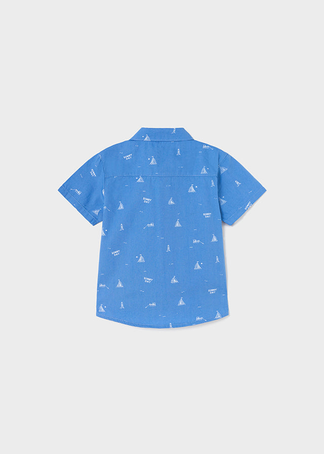 Boy Sailboat Print Short Sleeve Shirt