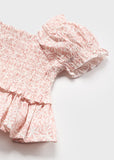Girls Short Sleeve Smocked Poplin Top