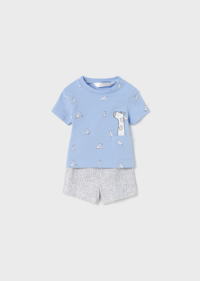 Baby Blue Print Short Set