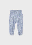 Girls Relaxed Printed Blue Cotton Pants