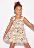 Peach Fruity Print Girls Dress
