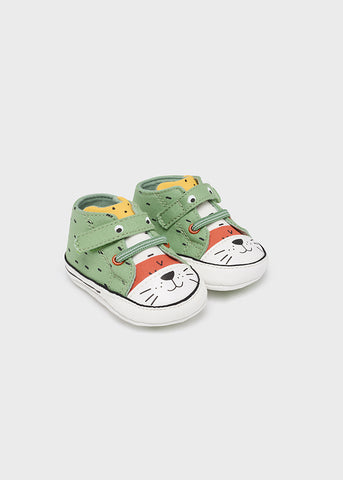 Newborn Mint Kitty Velcro Canvas Shoes