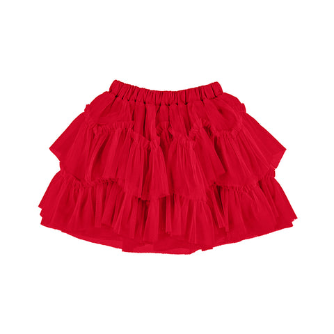 Girls Red Tulle Glitter Skirt