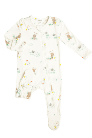 Boys Little Farmer Boy Zipper Footie