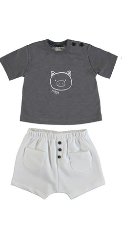 Boys Grey Piggy Knit Set