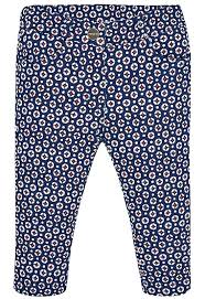 Girls Navy Printed Long Plush Pants
