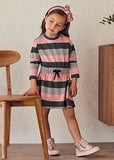 Girls Rose Glitter Stripes Dress